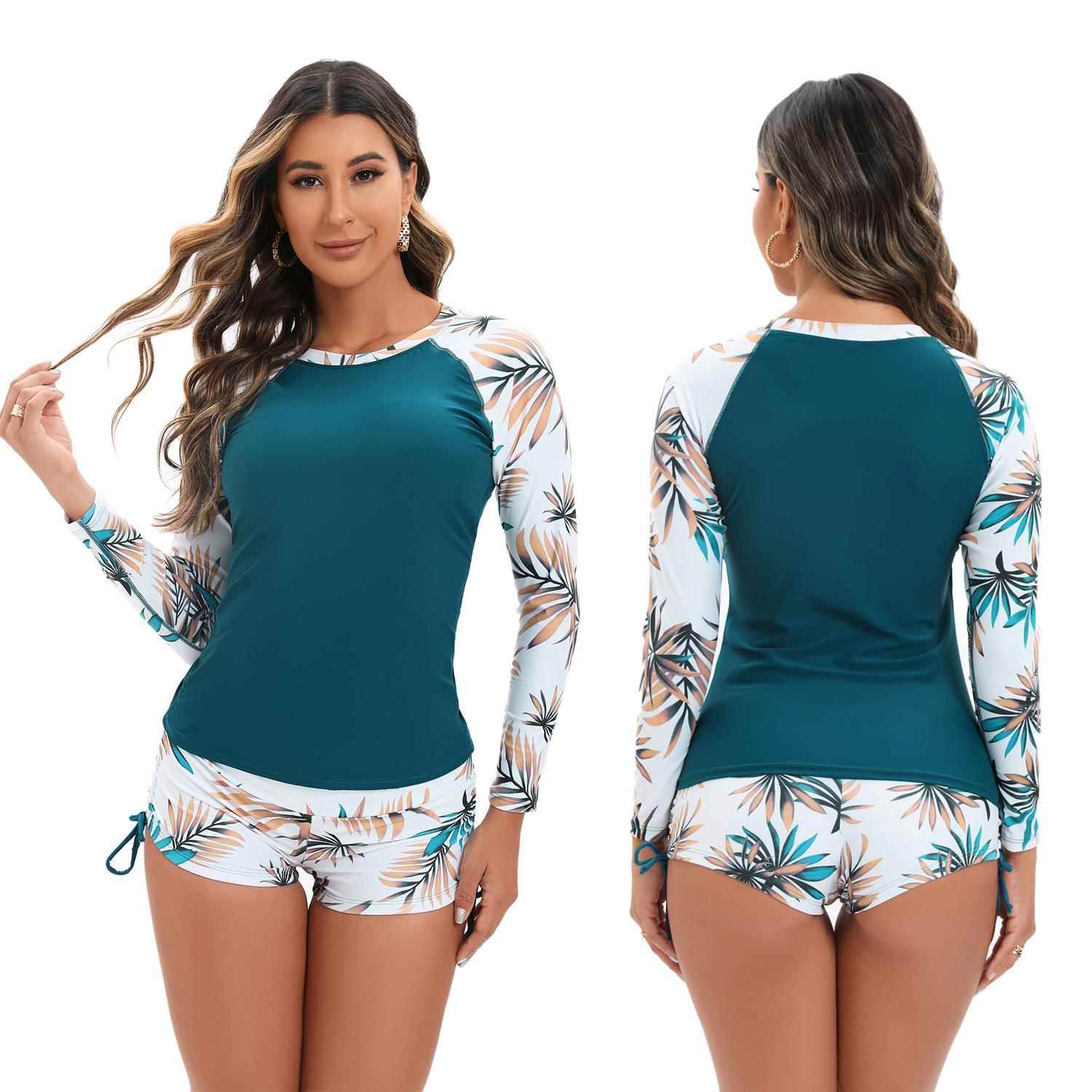 Long-sleeved women swimsuit pullover for split round suit