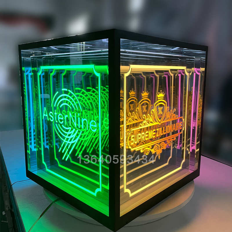千层镜深渊镜多面立方体360度全景透明霓虹招牌景区打卡网红灯箱