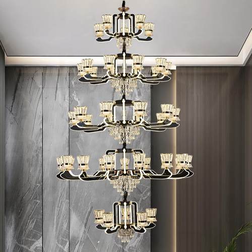 复式楼客厅大吊灯豪华别墅挑空三层水晶灯现代简约大气轻奢大厅灯