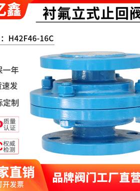 铸钢立式衬氟法兰止回阀H42F46-16C氯气升降式单向逆止阀DN25-300