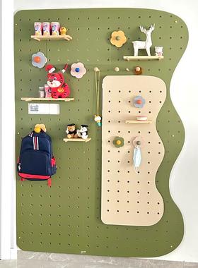 木目iwood 洞洞板入户玄关带镜子一体 家用全身全身镜收纳挂衣架