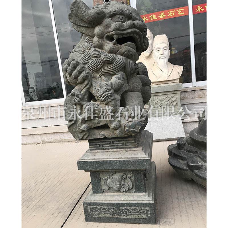 惠安厂家石雕狮子青石献钱狮祠堂寺庙别墅门口摆件公司酒店石狮子