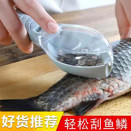 Manual Fish Scaler Tool with Lid for Removing Fish Scales, S