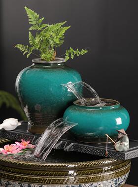 陶瓷流水摆件循环水阳台庭院鱼池瀑布造景古法鱼缸增氧过滤配件全