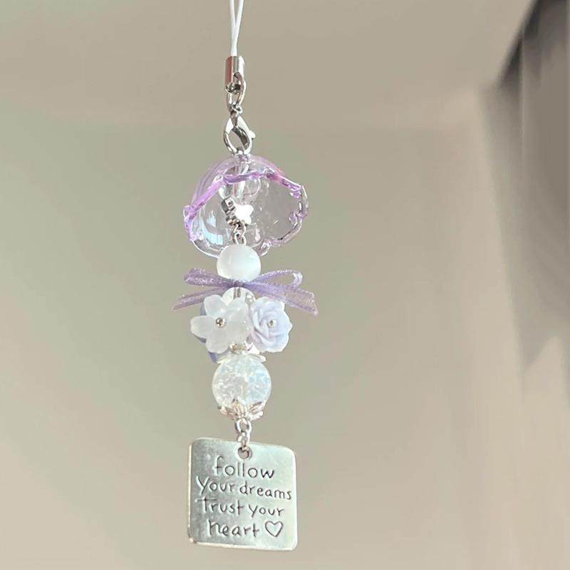 新中式手机链配件独特好看的手机链紫色精灵水母风铃挂件手作ins风铃串珠耳机手机链咕本挂件挂饰,3C数码配件,手机挂件/手机链,淘宝优惠券,粉丝福利购,淘宝优惠卷