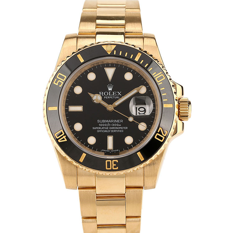 [9.8新]劳力士潜航者系列18K黄金黑水鬼自动机械男表116618