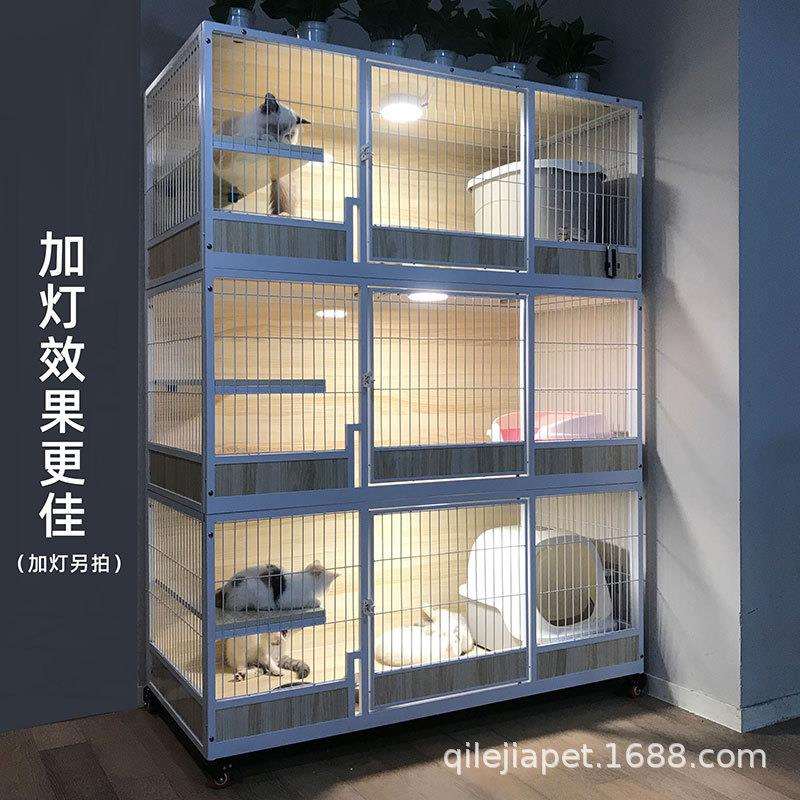 新款直销实木猫繁育笼猫别墅三层大空间室内猫舍猫柜子繁殖猫屋产