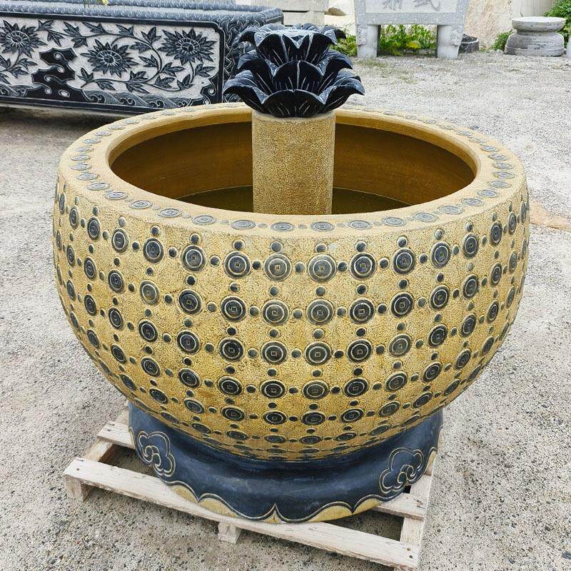 石雕鱼缸花盆仿古门海青石缸荷花缸庭院石头水缸养鱼户外圆缸石槽