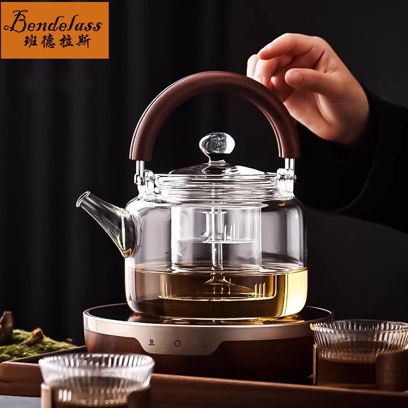 玻璃围炉煮茶壶家用电陶炉小型煮茶器炉耐高温提梁烧水壶茶具套组