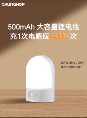 TR智IAC人壁体感应小夜充电灯家用卧室床头睡眠婴儿65喂奶起夜能