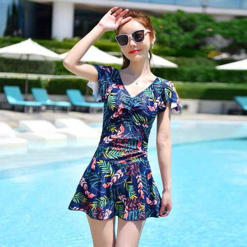 Conservative plus size swimsuit, women's jumpsuit style,