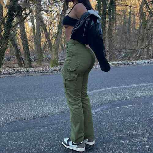 Women's Y2K Style Multi-pocket Button Cargo Jeans  Casual
