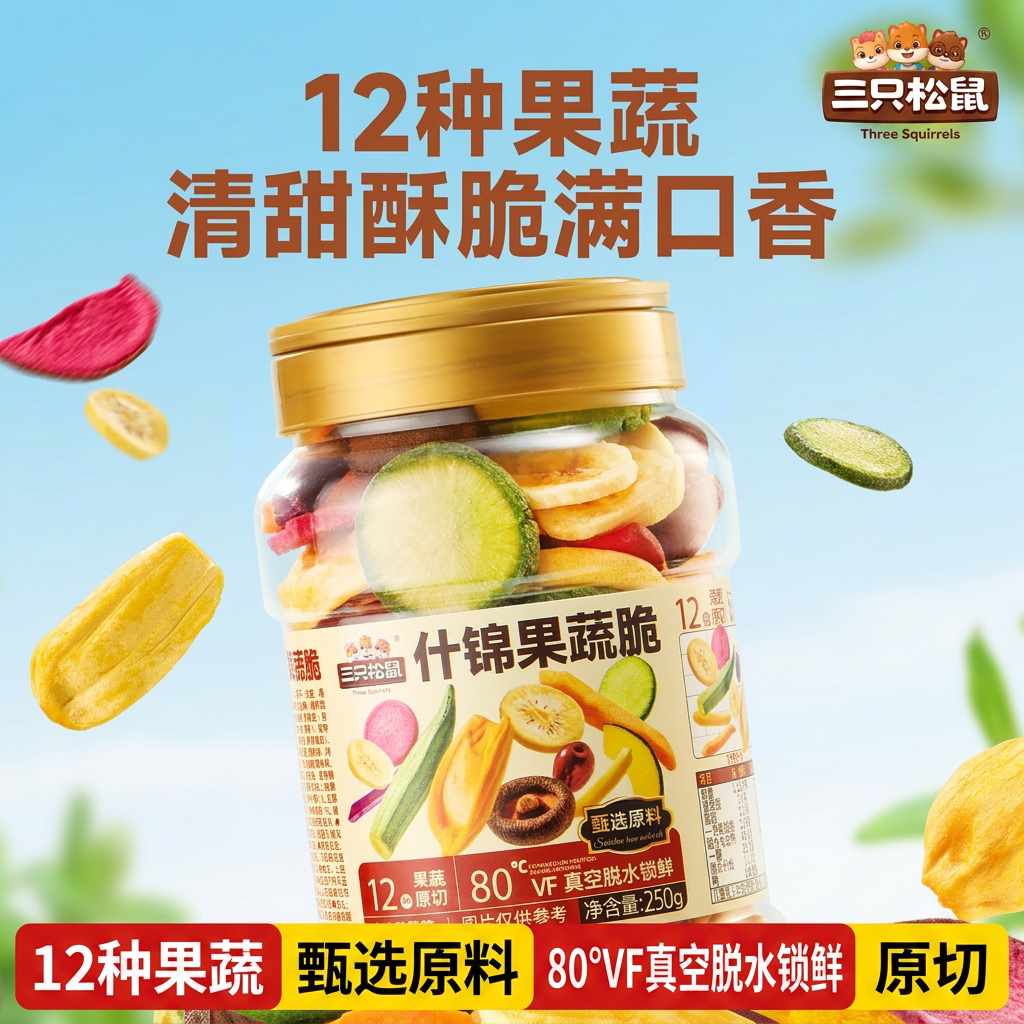 三只松鼠量贩罐装12种果蔬脆