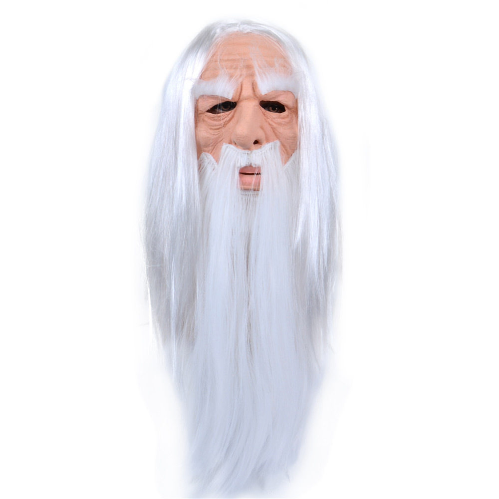 White-Haired Wizard Latex Halloween Mask