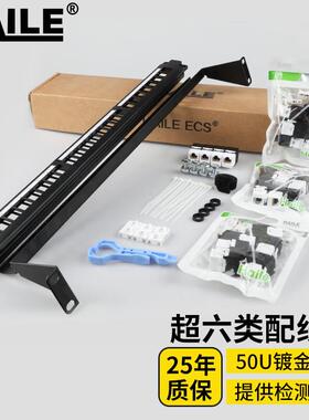 超六类24口配线架1U机架式CAT6A网络EDF配线架数据中心专用镀金