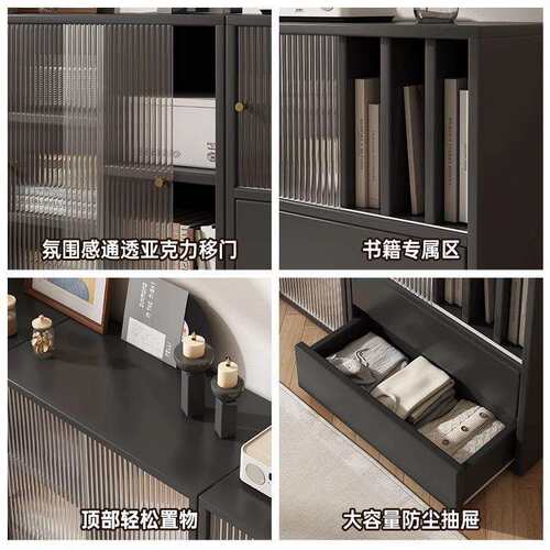 带门防尘书柜客厅落地复古展示柜自由组合卧室玄关柜书架柜子