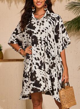 Cotton print cover shirt, bikini sunscreen shirt
