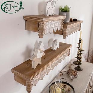 摩5028哥实木雕花置物架墙壁装 乡村 饰层户花园多洛肉花架架外美式