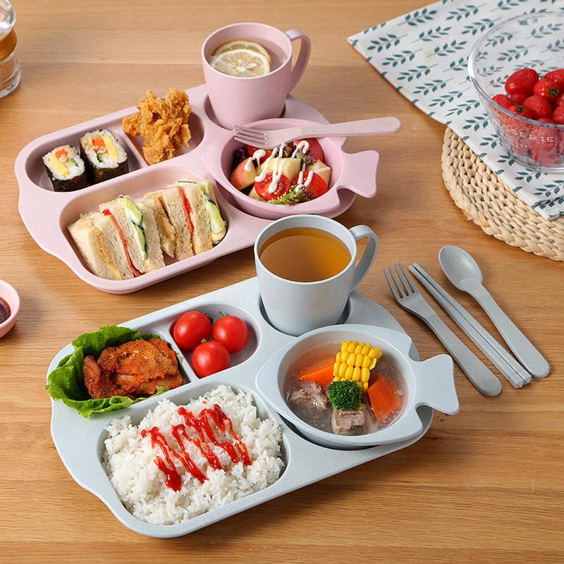 家用餐盘成人快餐盘饭店餐盘大容量五格盘小麦秸秆餐盘加深分格盘