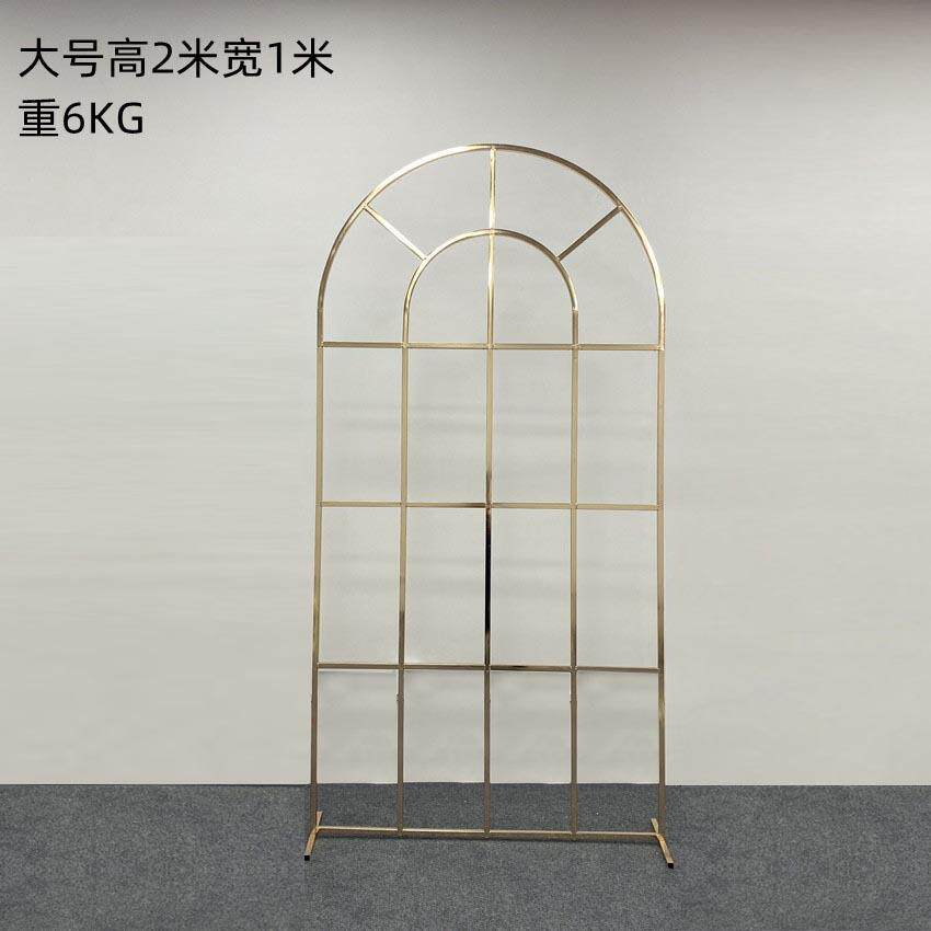 婚庆道具铁艺装饰拱形门森系婚礼场景布置舞台背景架子网格屏风