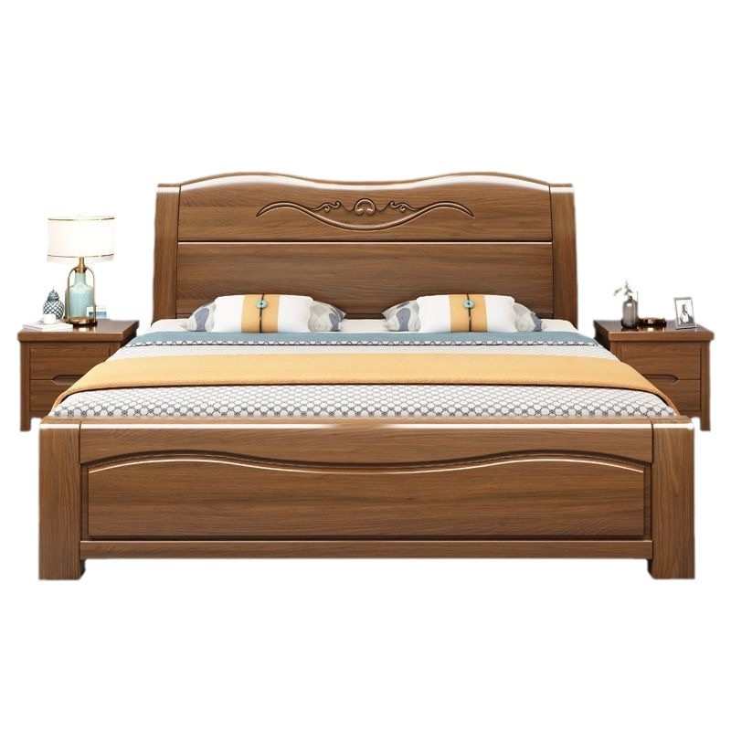 新中式金丝胡桃木床卧室双人1.8米实木大床单人床1.5m储物主卧床