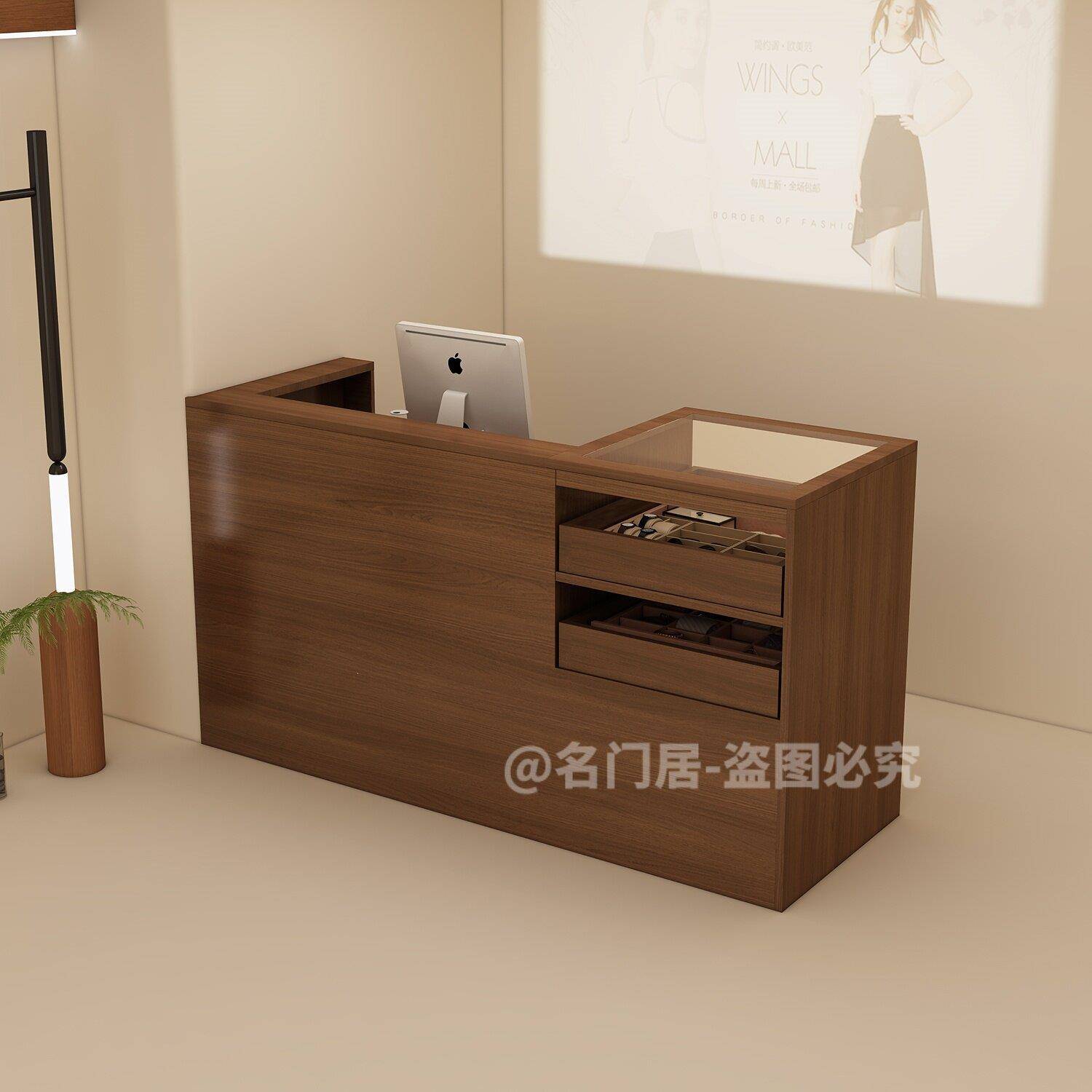 中古风收银台童装吧台店铺商场服装女装店美容院理发柜台公司前台图片
