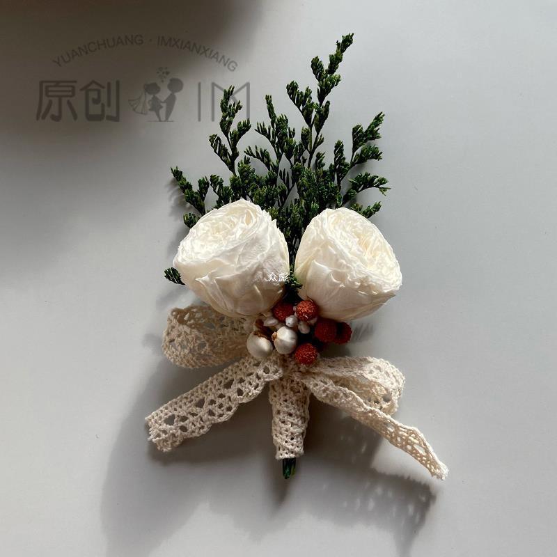 森系新法式韩风胸花玫庆典永生奥斯汀瑰花伴娘郎手新新花CBD娘手