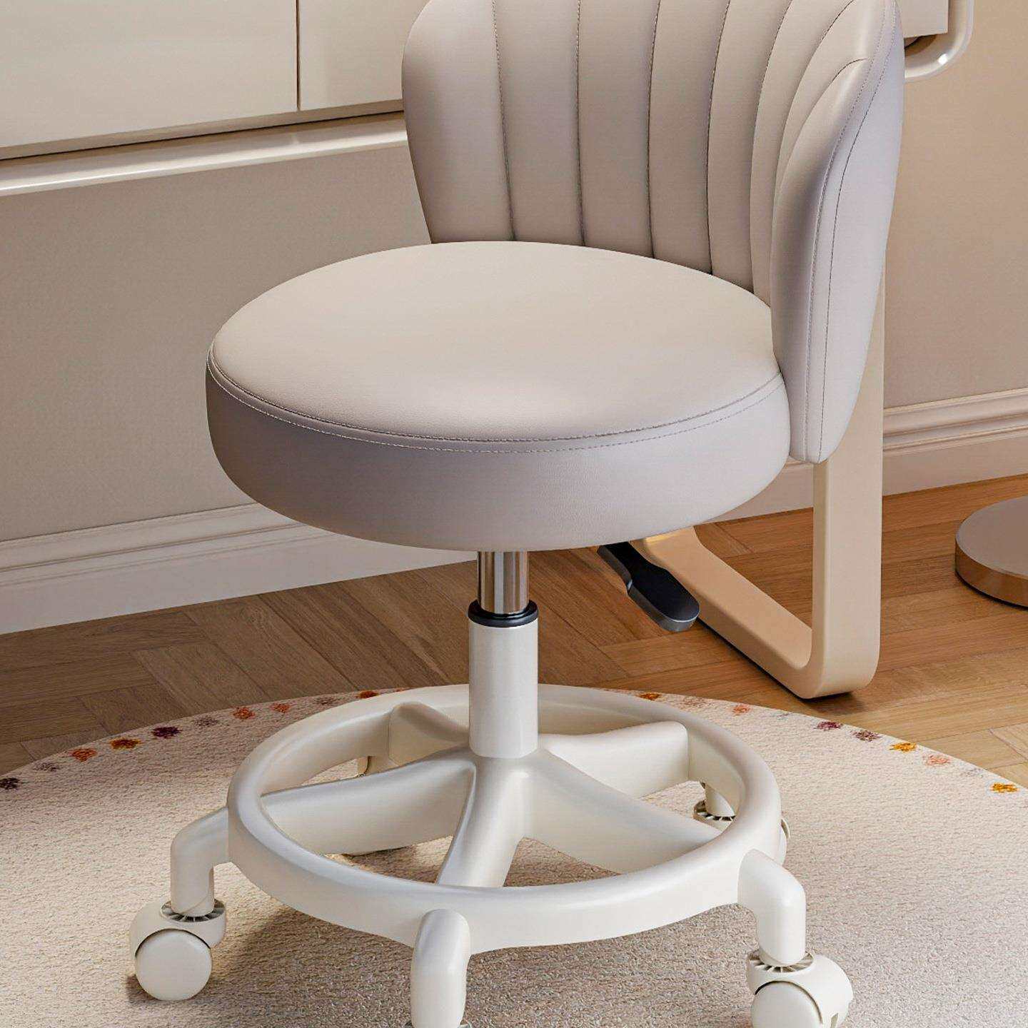 家用椅子靠背梳妆台凳子女生卧室升降转椅美甲凳滑轮奶油风化妆椅