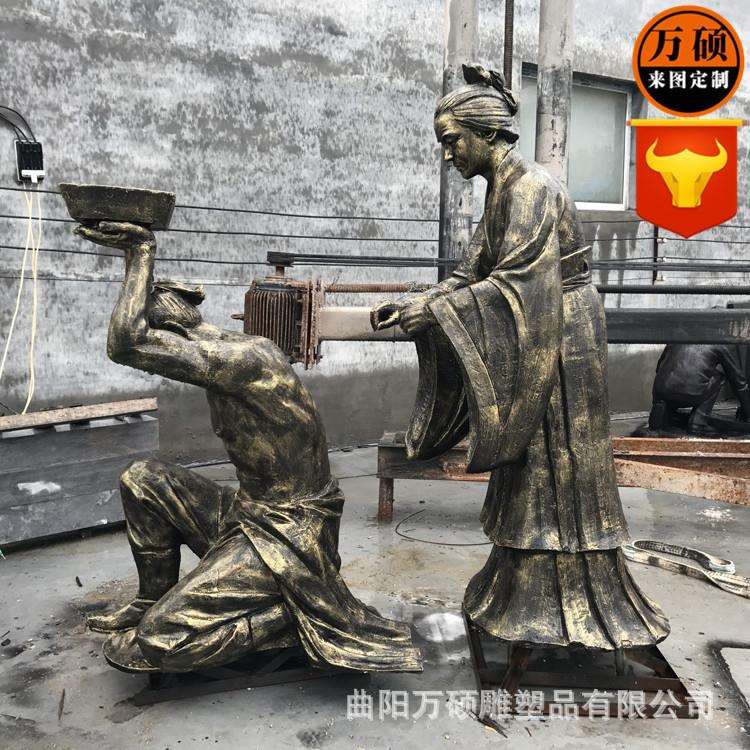 玻璃钢成语故事雕塑小品岳母刺字岳飞精忠报国人物雕塑摆件