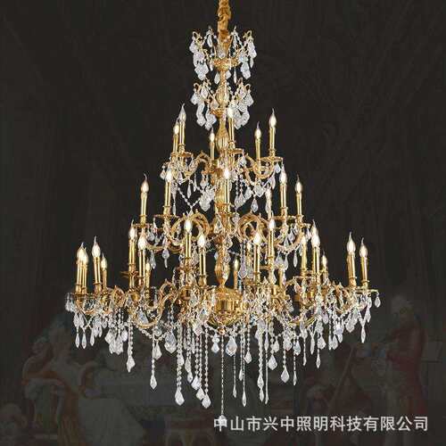 法式全铜客厅水晶吊灯轻奢别墅餐厅灯欧式高档酒店大厅复式楼灯具