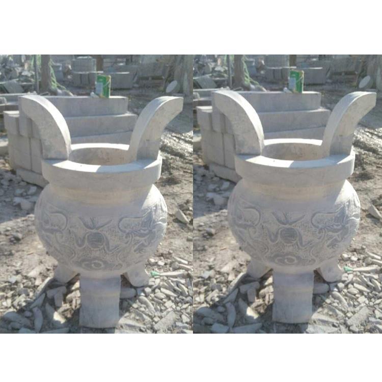 寺庙三足香炉生产厂家 宗祠石雕天公炉价格 墓地石刻香炉供桌图片