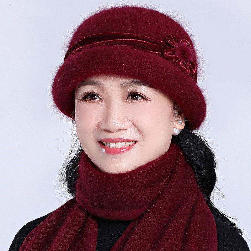 中老年人帽子女冬天老人奶奶棉帽加厚秋冬季老太太保暖妈妈毛线帽