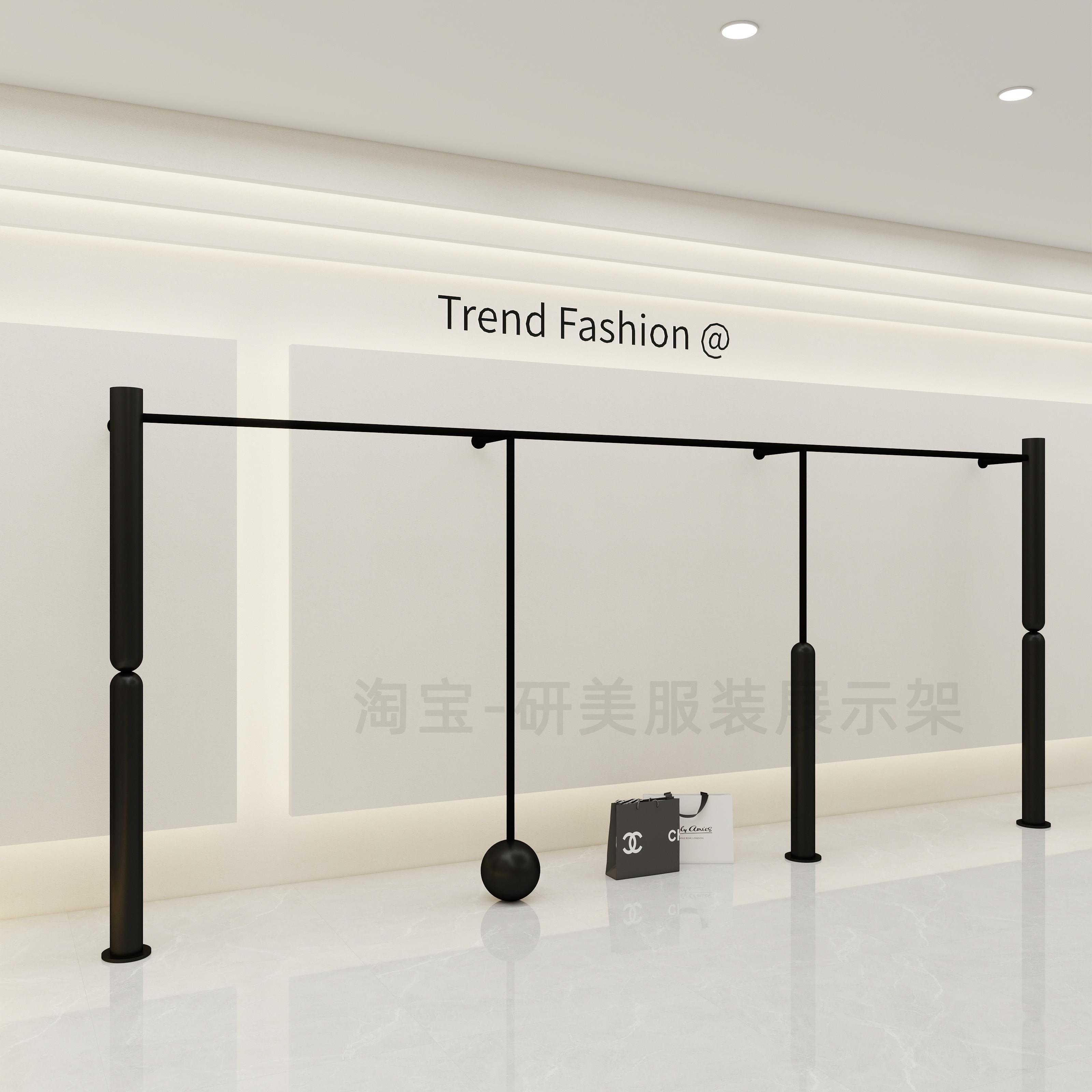服装店展示架黑色陈列架铁艺烤漆挂衣架上墙壁挂男女装店专用货架