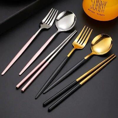 3 Pcs Dinnerware Set Stainless Steel Eco-friendly Spoon