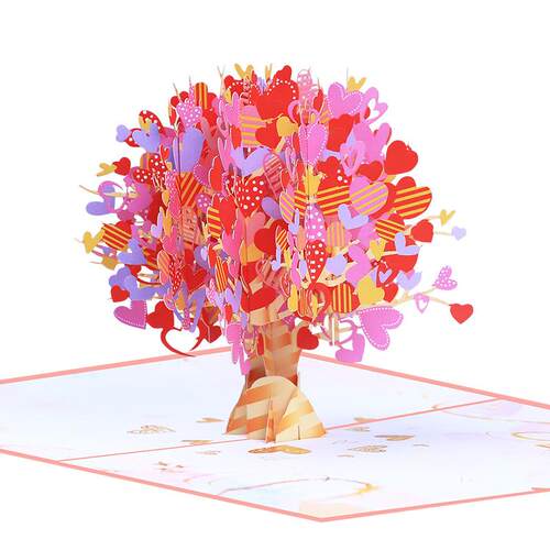 厂家供应3d手工爱心树立体贺卡创意情人节卡片情侣礼物祝福留言卡