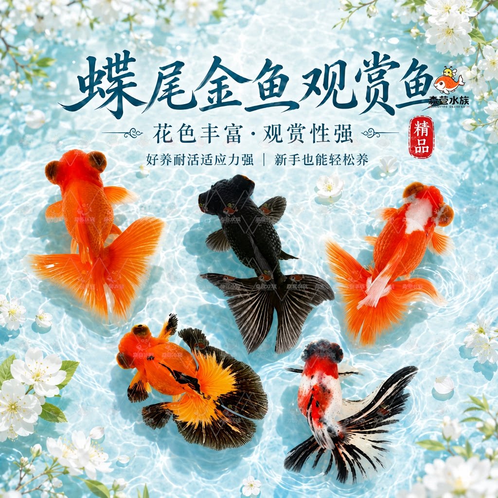 森莹水族旗舰店蝶尾兰寿泰狮金鱼活体小型淡水好养耐活冷水鱼新手