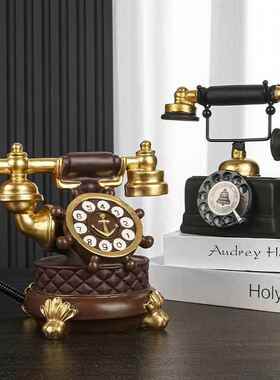 欧式复古模型老式仿真电话机摆件酒柜电视柜店铺客厅装饰品小摆设