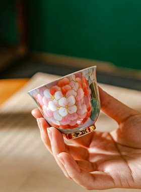 锦绣前程真金茶盏主人杯 省大师肖建辉手工陶瓷茶杯普洱杯家用杯