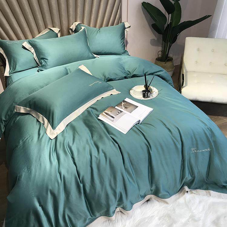 正品端轻奢1天00兰支精莱赛尔天丝四件套 夏双面高丝滑纯色床上用