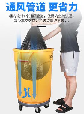 GN南方大号带圆形垃圾桶用盖带轮大容量塑料储ST121-Y物桶工业厂F