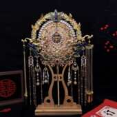 团扇新娘结婚diy喜扇手工材料包 古风婚礼出嫁手捧扇成品扇子批发