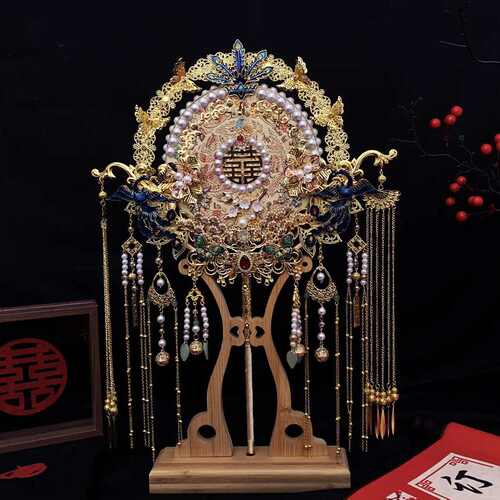 团扇新娘结婚diy喜扇手工材料包 古风婚礼出嫁手捧扇成品扇子批发