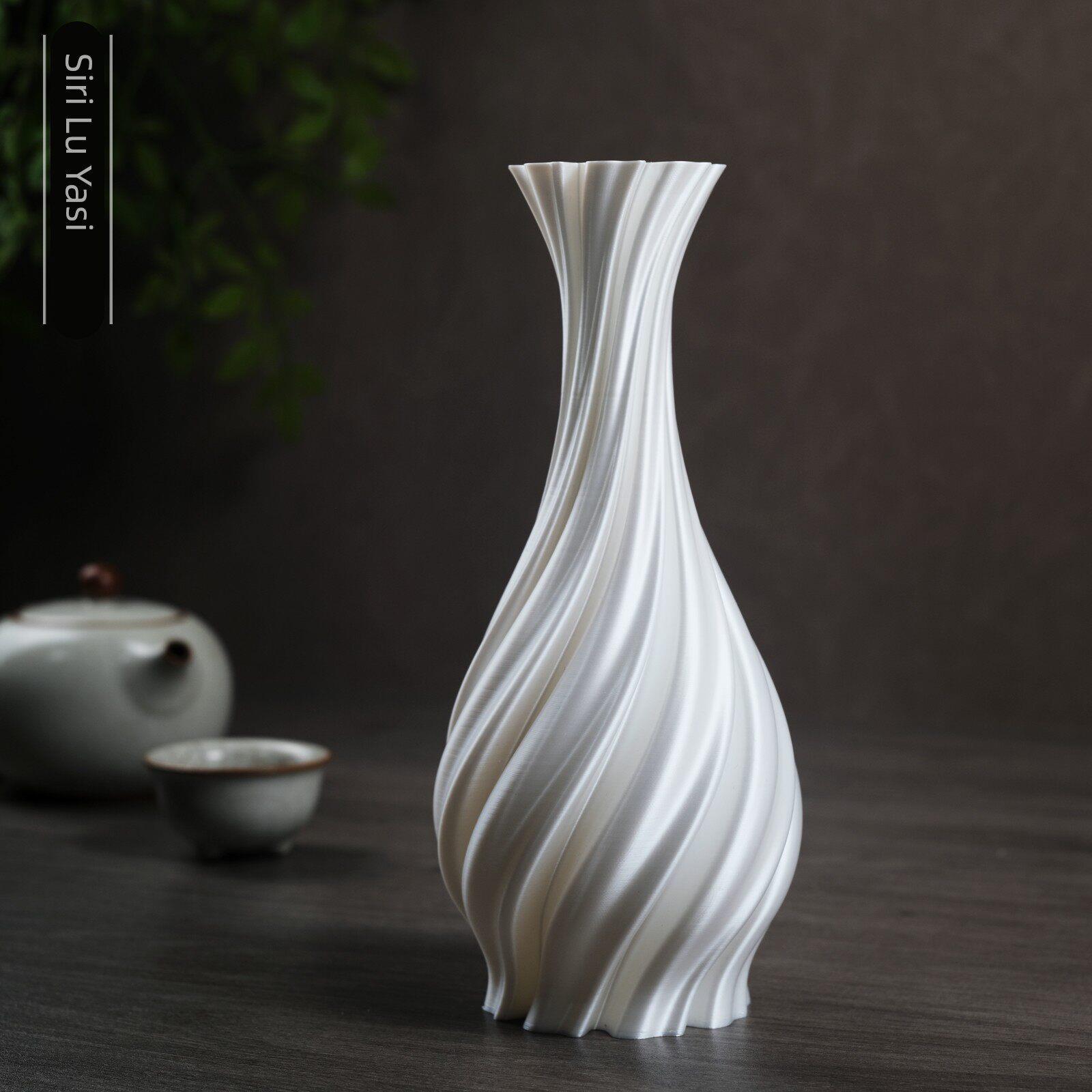 雅丝-新款艺术花瓶现代小众艺术ins客厅摆件法式北欧风3d打印丝绸