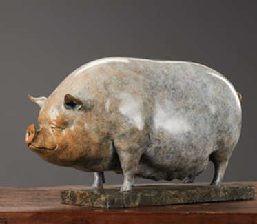 正品观余原创设计纯铜猪雕塑客厅办公室摆件创意家居饰品开业礼品