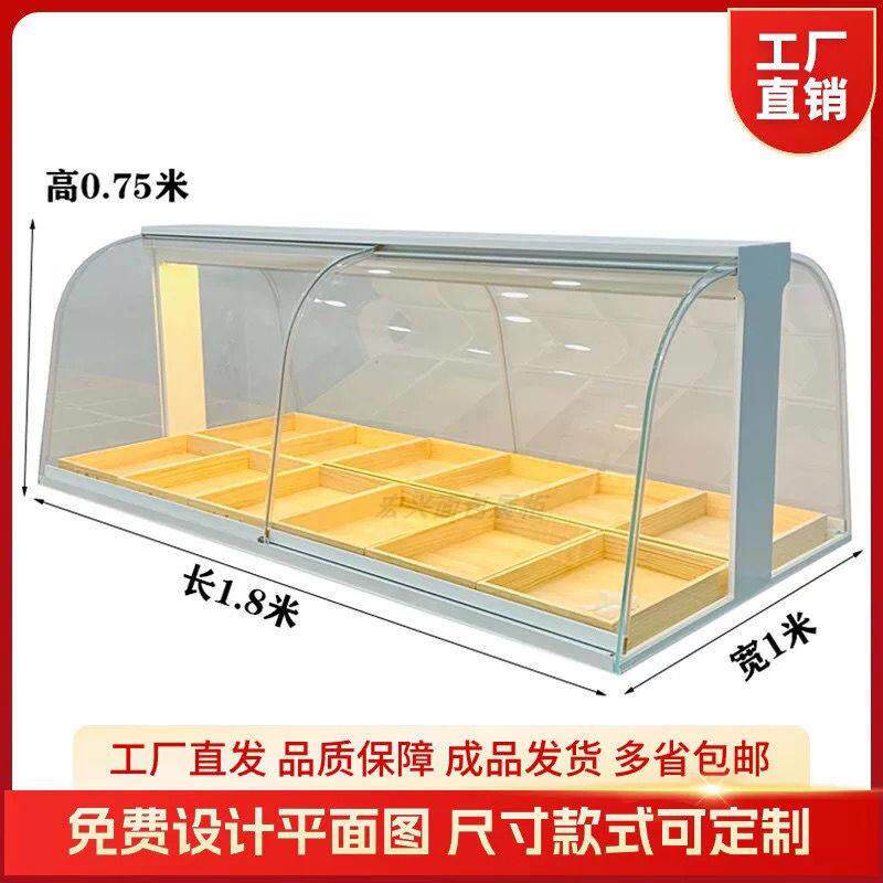 弧形面包柜架子商用玻璃展示货柜推拉不锈钢糕点中岛边柜框架烘焙