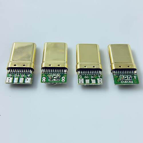 USB TYPE-C镀金公头4 5P56K数据线充电安卓插头CTOC OTG5.1K电阻