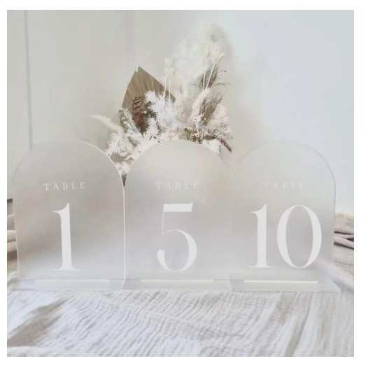 亚克力座位牌婚礼招待会磨砂拱形桌号牌磨砂拱形婚礼餐桌装饰