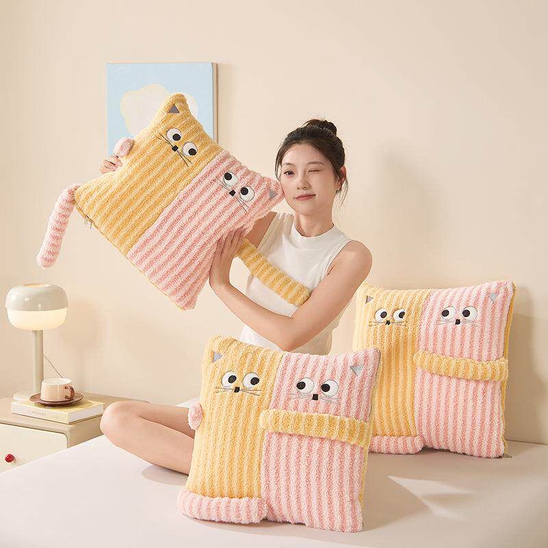 可爱抱枕被子二合一两用车用折叠秋冬加厚办公室午睡毯子枕头午休