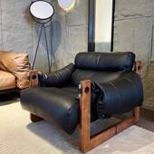 沙发椅泽西岛椅客厅中古风单人皮沙发椅子休闲懒人椅实木复古躺椅