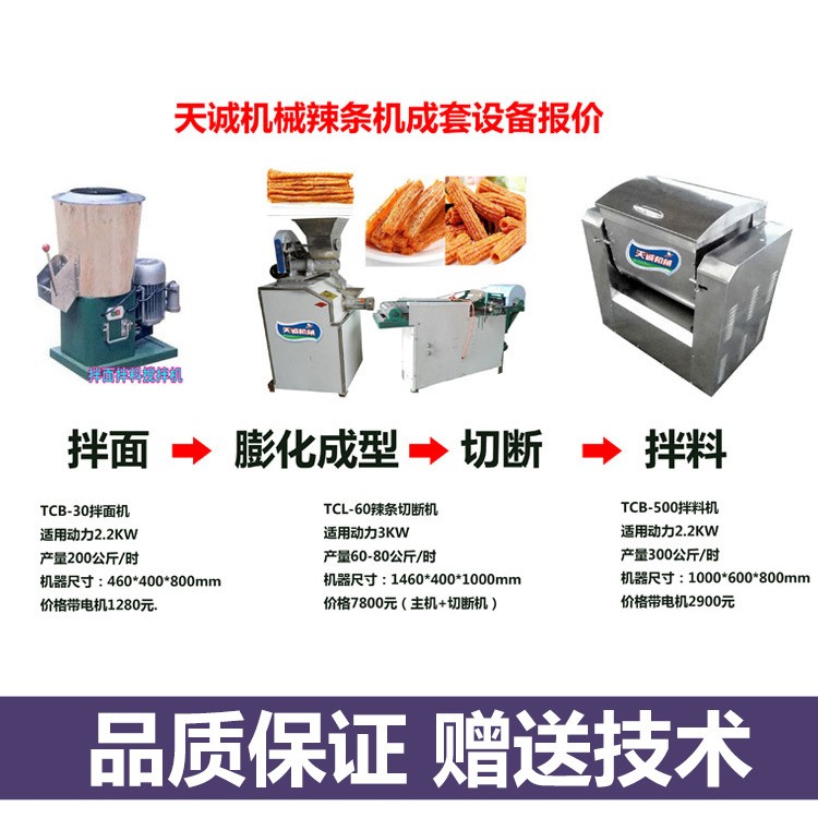 食品厂整套辣条生产机器报价 出机自熟牛筋面机操作视频